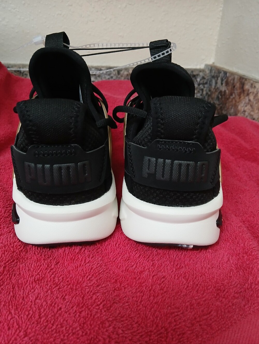 NWT Puma Woman's Black Athletic with Gold Accents, SOFTRIDE Runnig Shoes - Picture 7 of 9